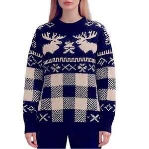 Icelandic Women’s Wool Blend Moose Crewneck Sweater
